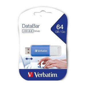 Verbatim DataBar 64GB USB 2.0 Type-A Flash Drive Blue