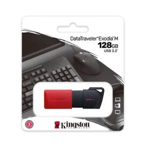 Kingston 128GB USB3.2 Gen1 Datatraveler Exodia M - Black and Red